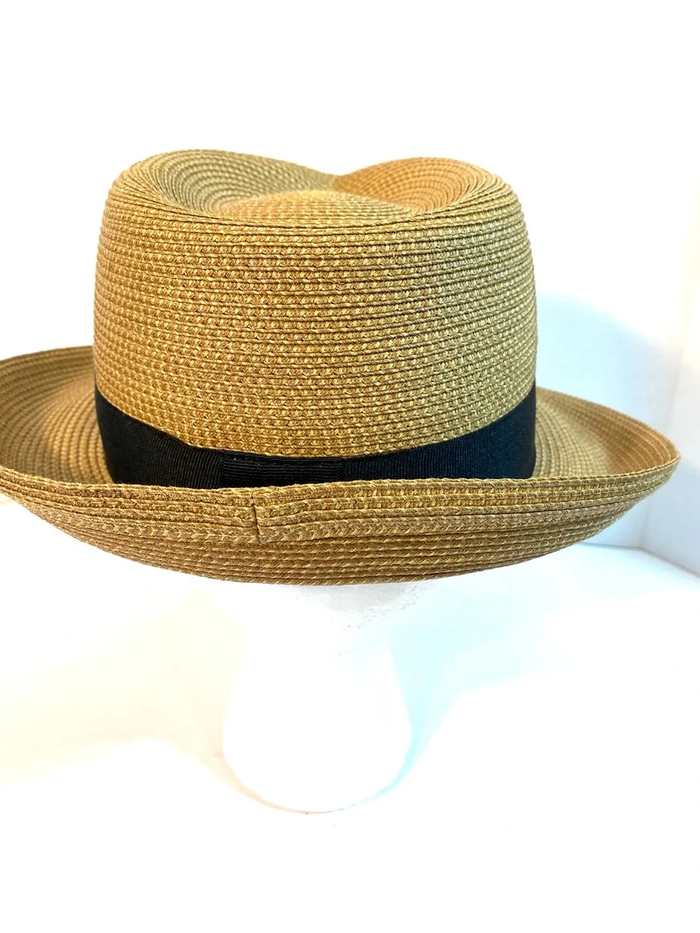 ERIC JAVITS Squishee Packable Fedora Hat Natural with Black Band - Picture 3 of 10